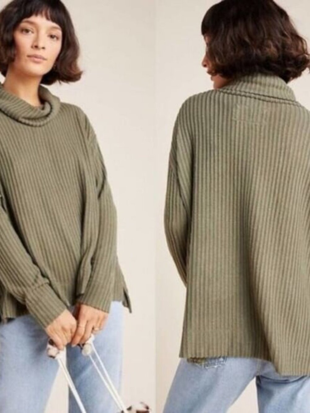 Maeve Vanna Cowl Neck Pullover Light Green Size XS